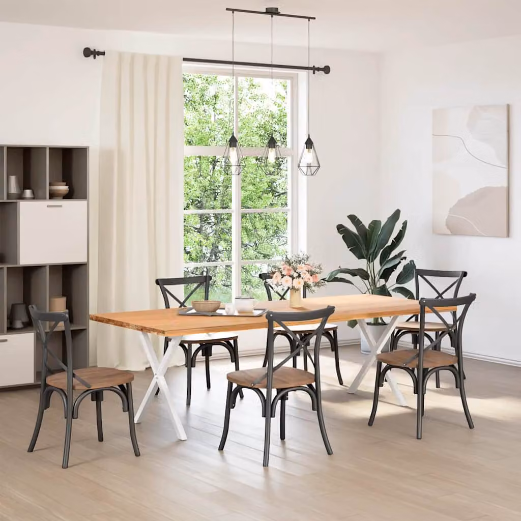 vidaXL Gambe per tavolo da pranzo a forma di X 2 pz bianche 70x(72-73) cm in acciaio