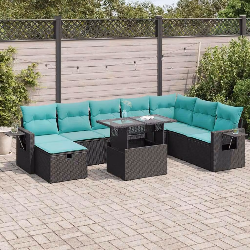 Maison Exclusive - Set da giardino 9 pezzi con cuscini Grigio Polyrattan Acacia