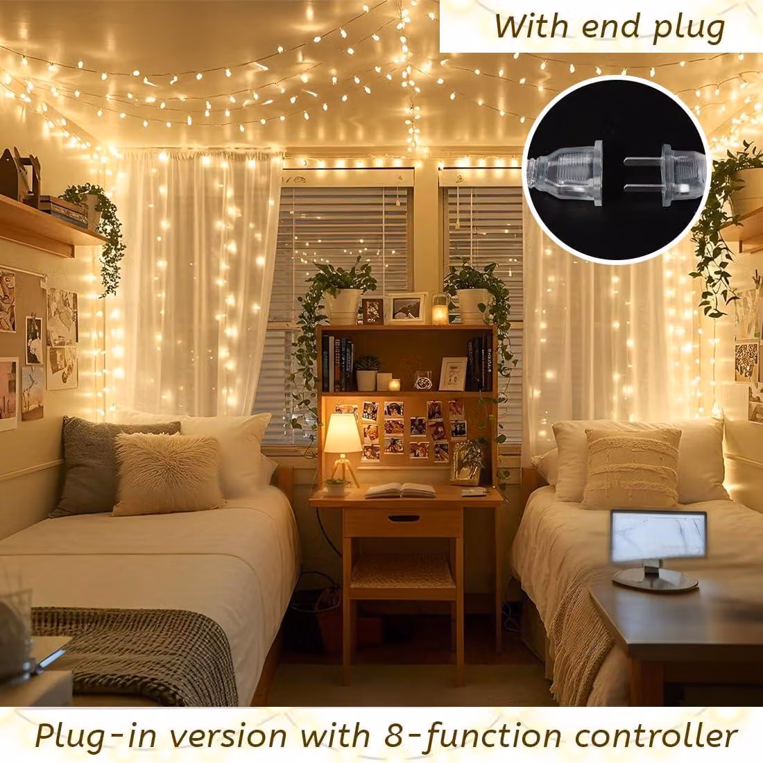 Catena luminosa a LED, 10 metri, 100 LED bianco caldo, impermeabile, per interni ed esterni
