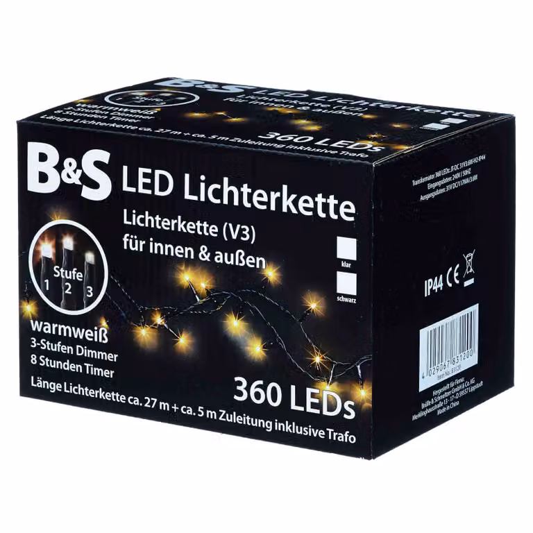 Luci di fata 360 LED per interni ed esterni 8 ore luci di fata bianco caldo