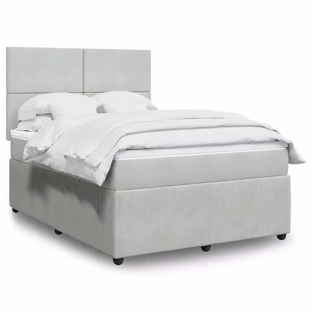 Letto Ibrido vidaXL con Materasso a Molle Insacchettate e Struttura in Velluto Grigio e Bianco L/P/H: 140 x 190 cm