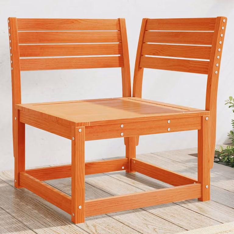vidaXL Divano Angolare da Giardino in Legno di Pino Massello Color Marrone Cera L/P/H: 73 x 73 x 78 cm