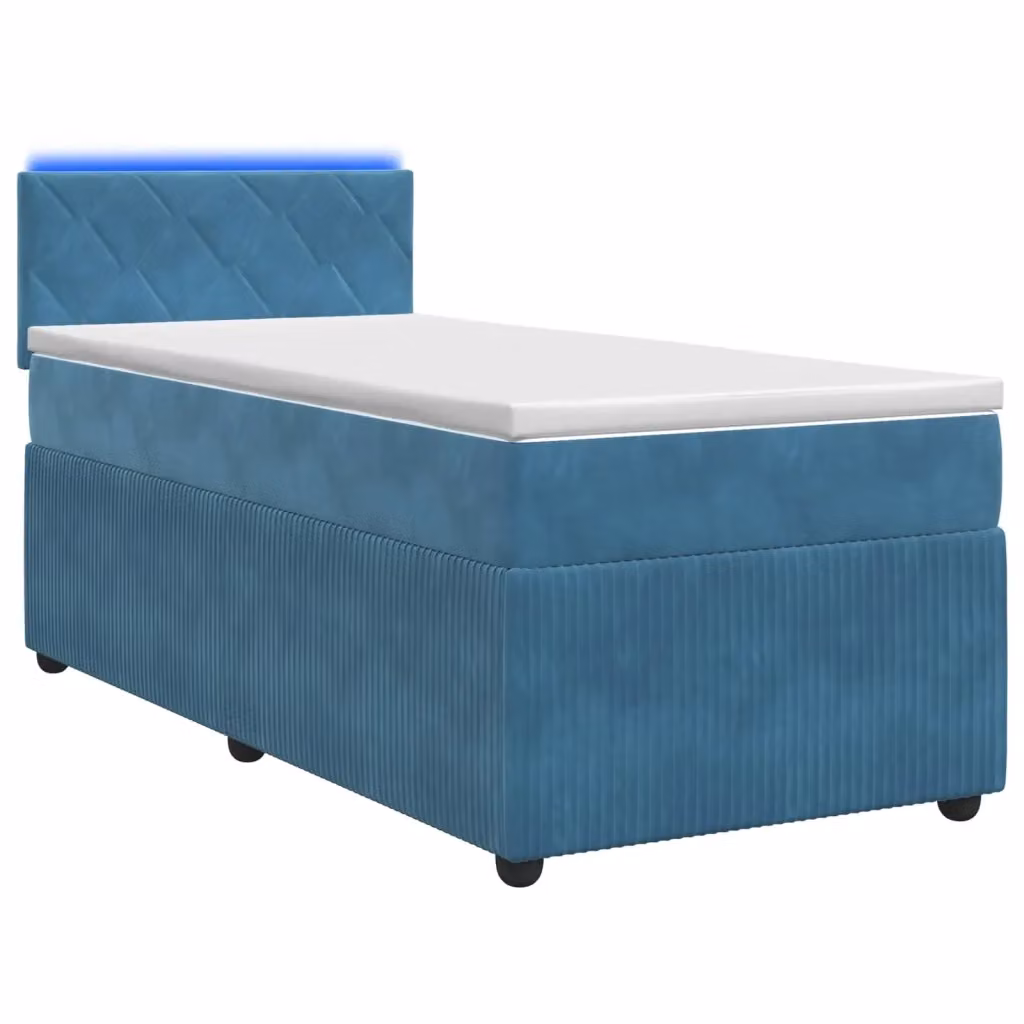 Letto box spring con materasso ibrido vidaXL in velluto blu con base contenitore e porta USB L: 200 cm, P: 80 cm – 2