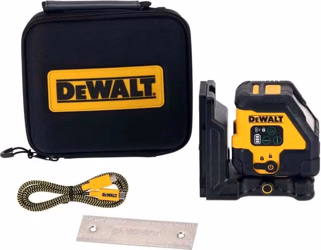 Laser multilinea DeWALT DCLE14201GB con raggio verde, 2 linee e ricarica USB-C, colore giallo