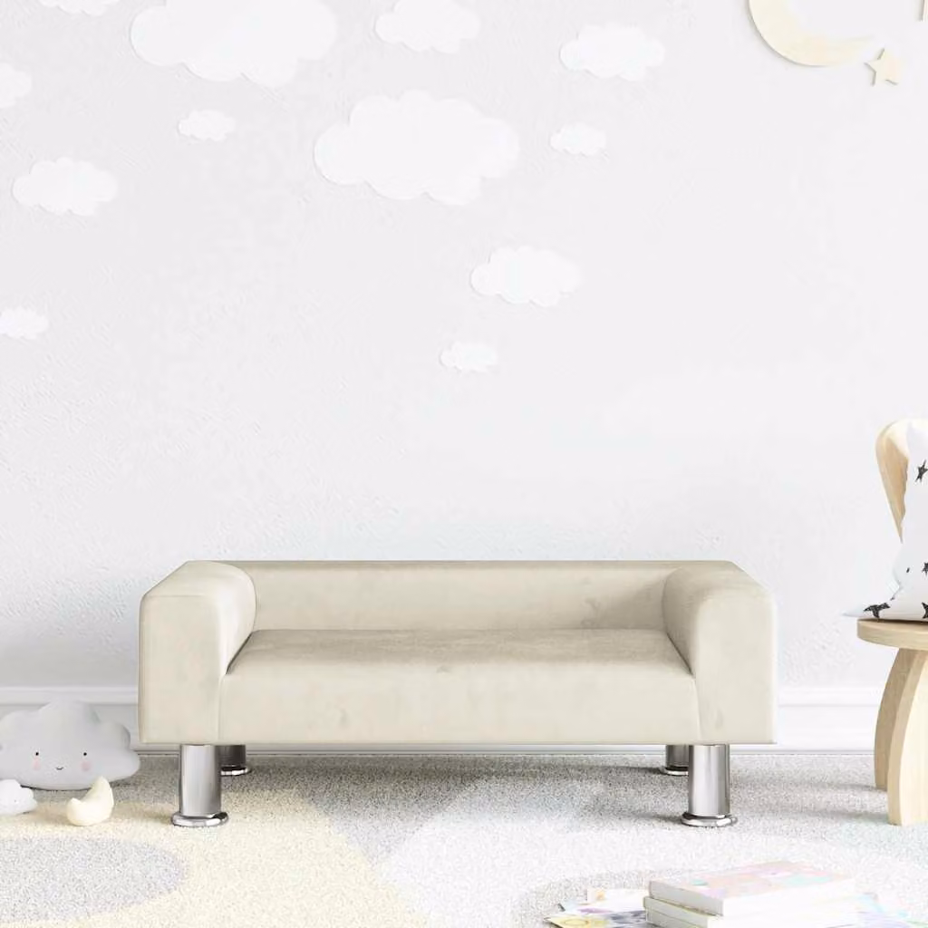 Divano per bambini vidaXL in velluto beige L: 70 cm, P: 45 cm, H: 26,5 cm