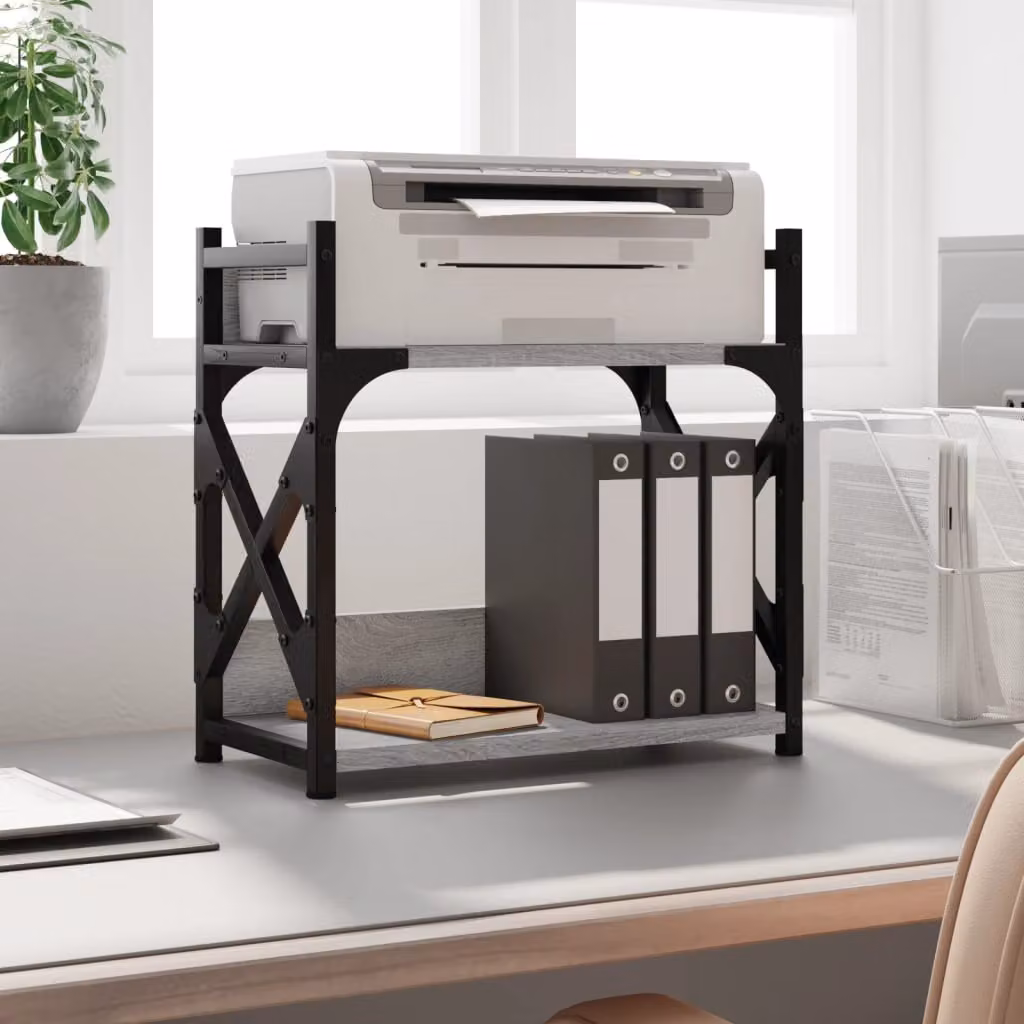 vidaXL Supporto Stampante a 2 Piani Grigio con Stile Industriale L/P/H: 40 x 20 x 40 cm