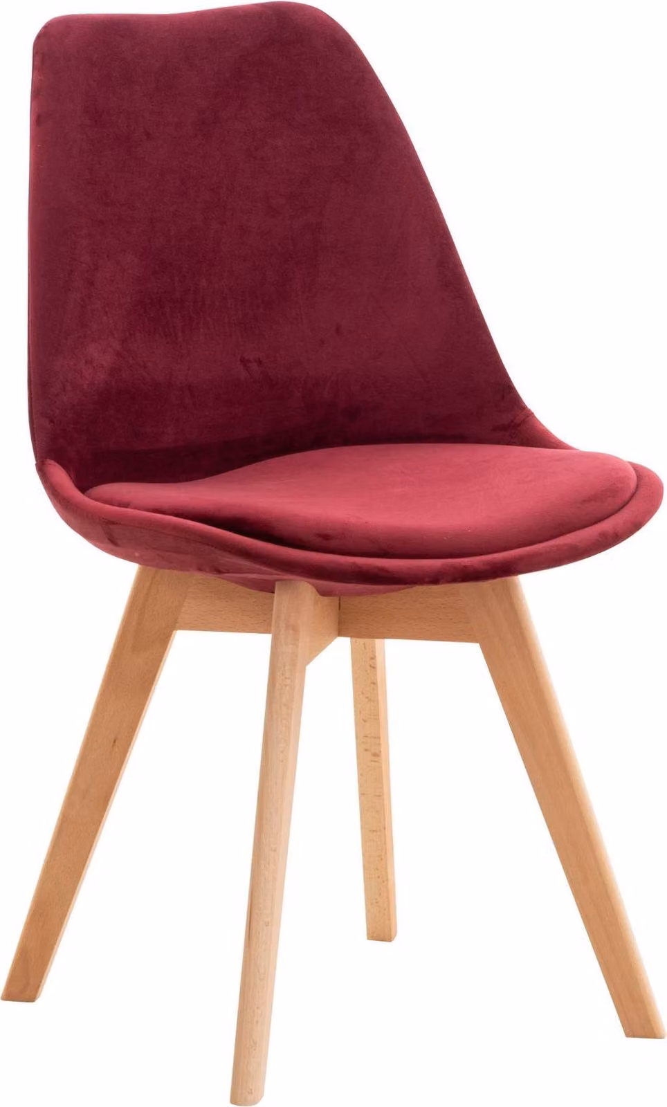Sedia da pranzo confortevole - Sedia da cucina - Rivestimento di facile manutenzione | Colore: rosso bordeaux | Materiale: morbido