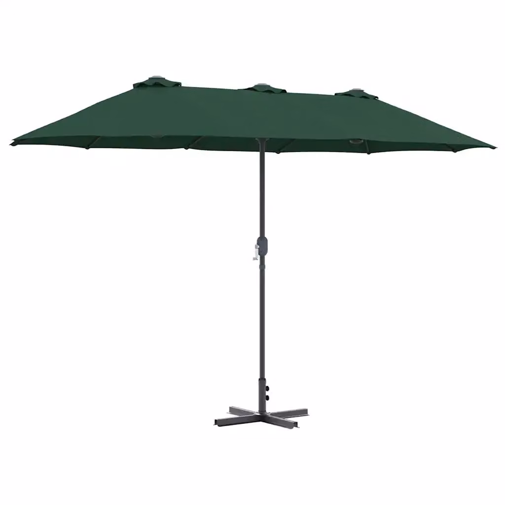 Ombrellone da giardino e spiaggia verde in poliestere con struttura in alluminio L: 370 cm, P: 197 cm, H: 239 cm – 2