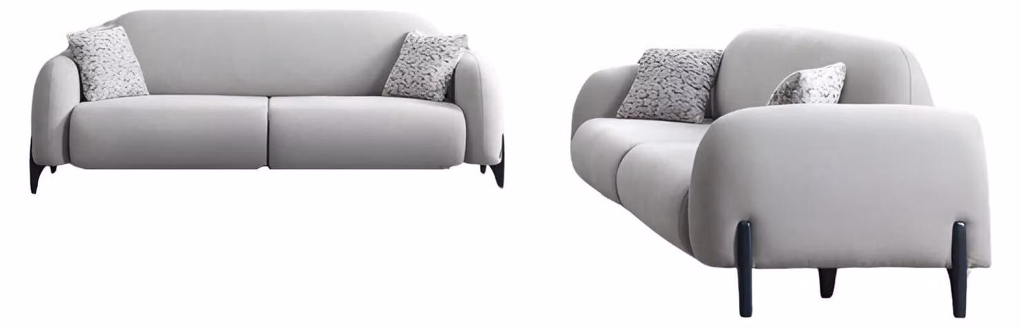 Sofagarnitur Wohnzimmer Couch 2x Sofa 3-Sizer Luxus Grau Polstermöbel
