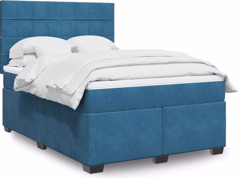 Maison Exclusive - Giroletto a Molle con Materasso Blu 160x200 cm in Velluto