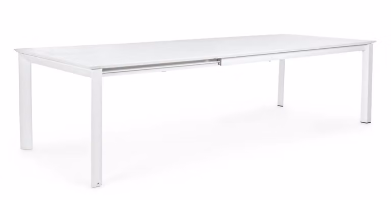 Tavolo allungabile KONNOR in alluminio bianco 200×110 cm – 300×110 cm