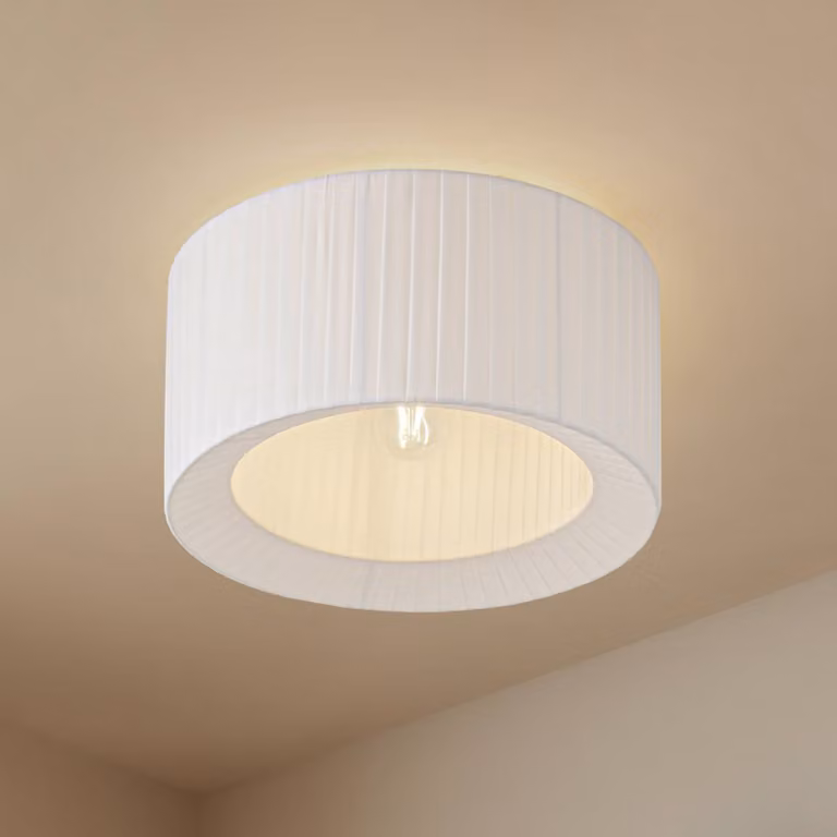 Plafoniera soffitto Virelle Lindby, dimmerabile, Bianco / Opale, Camera da letto, Tessuto / Stoffa / Seta, Plafoniera