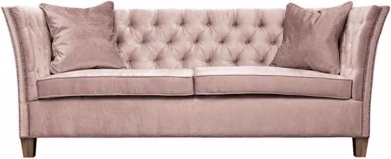 Chesterfield Zweisitzer Hellgrau Stoff Wohnzimmer Design Polster Sofa Kreative