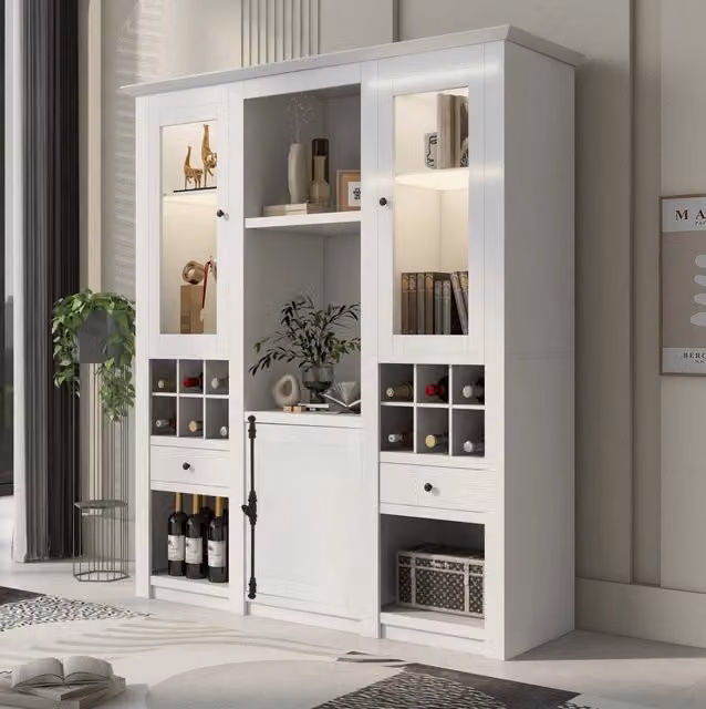Vetrina bianca con LED controllati da app; 143x45;5x170 cm; in MDF