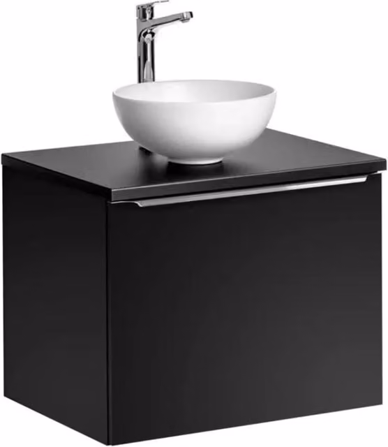 Set da bagno VANTA: mobile sotto lavabo 60cm + piano per lavabo + 1 lavabo bianco da appoggio