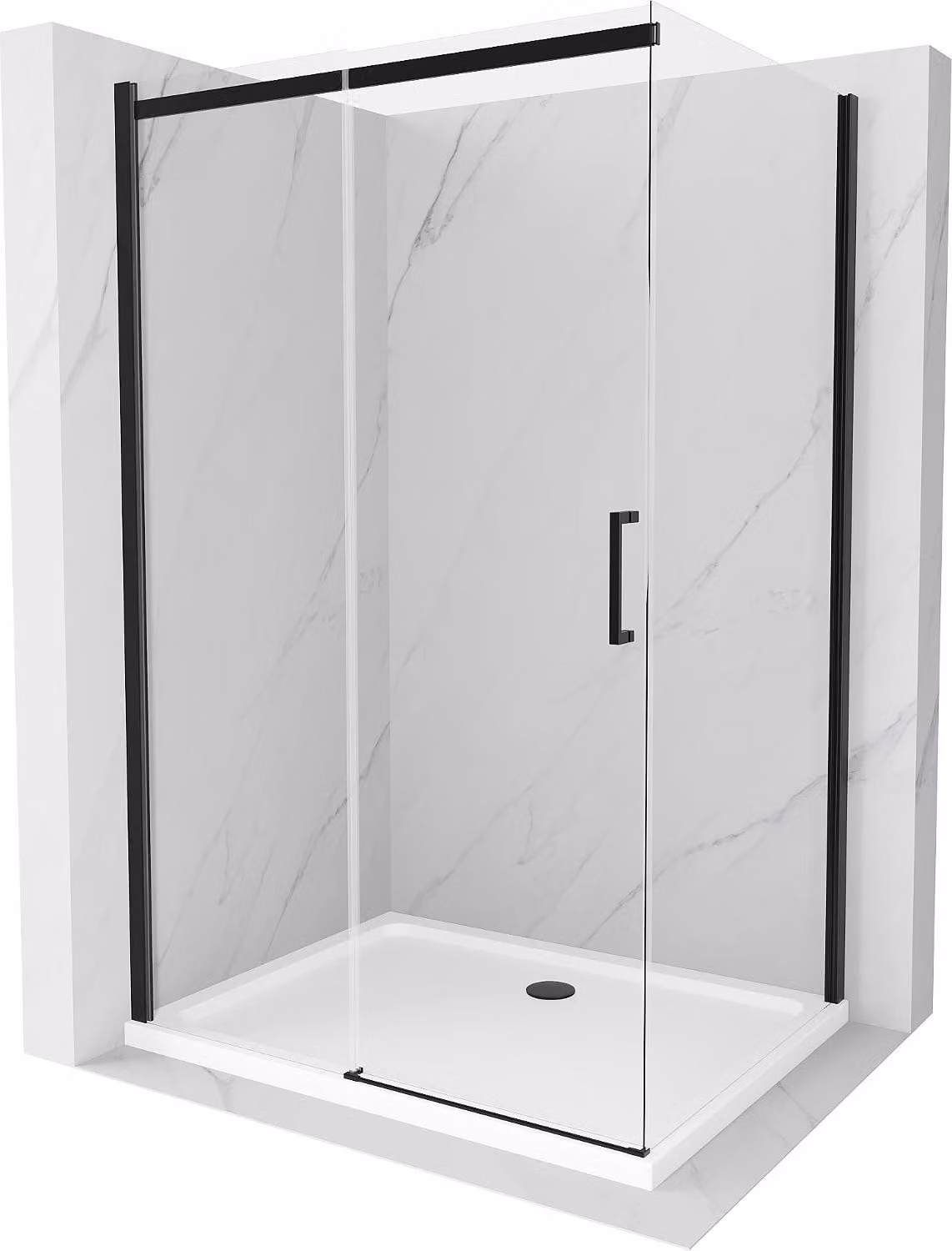 Cabina doccia OMEGA 120x80cm vetro chiaro, telaio nero