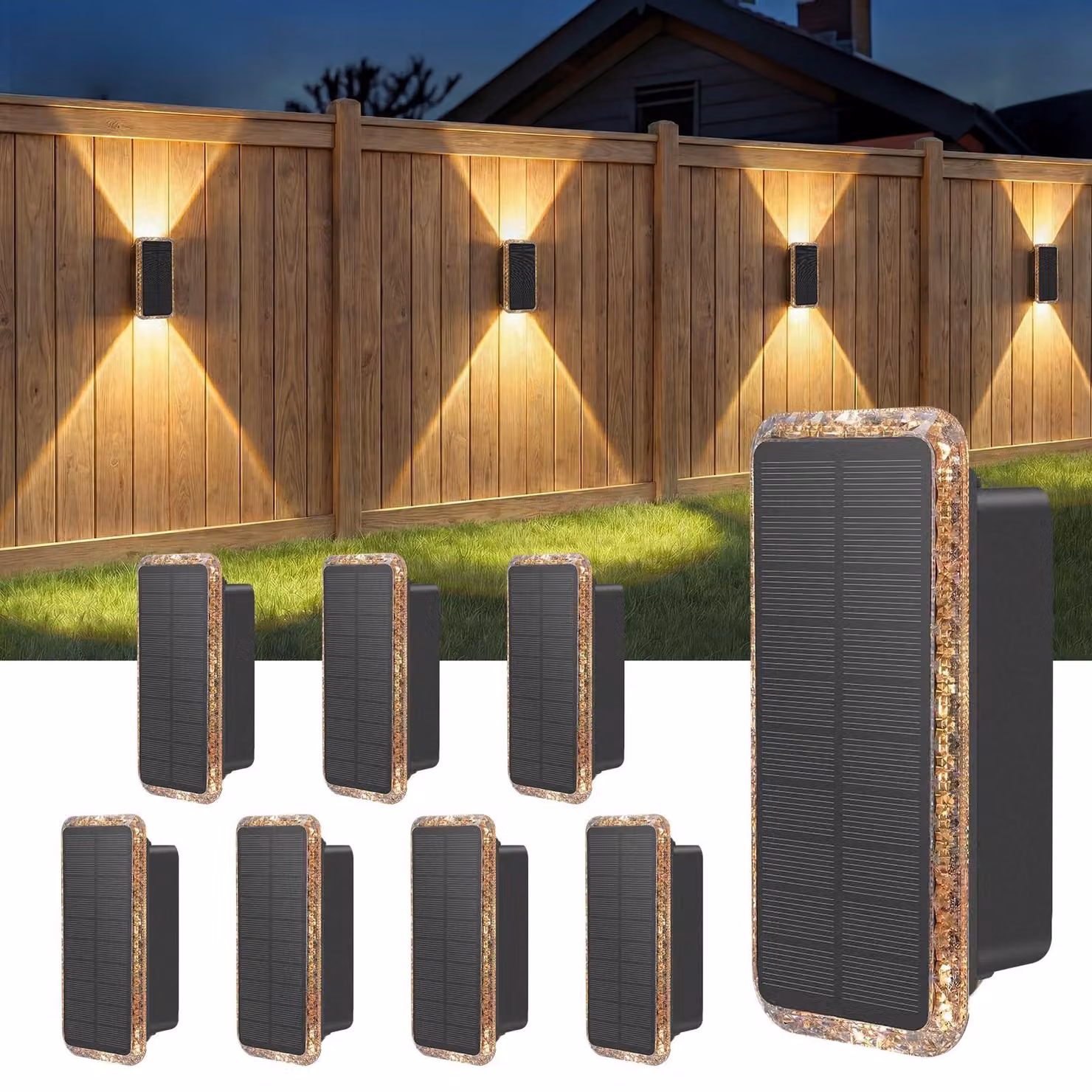 Set di 8 lampade da esterno solari, grado di protezione IP65, con sensore di movimento e luce ambientale, disponibili in 5 diverse temperature di colore