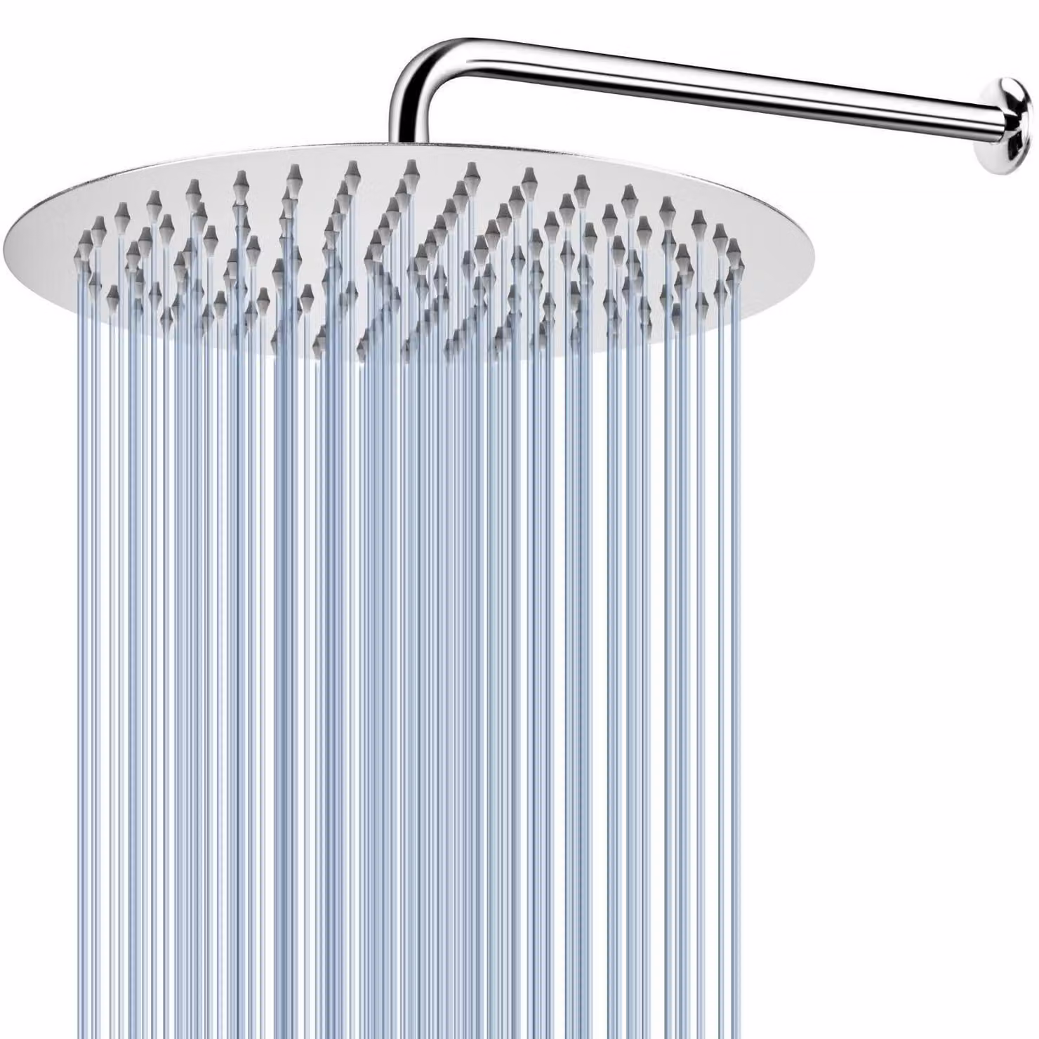 Doccia a soffitto con braccio di prolunga, in acciaio inossidabile, rotonda, diametro 30 cm, lunghezza del braccio 38 cm, alta portata