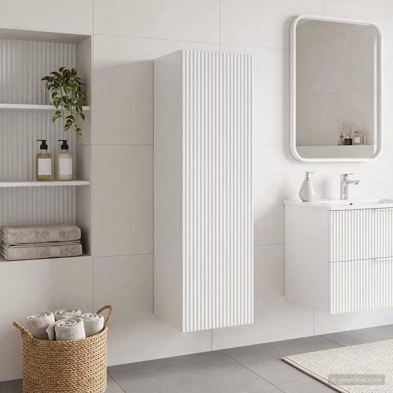 Mobiletto da bagno a muro vidaXL moderno bianco lucido L/P/H: 33 x 34,5 x 60 cm