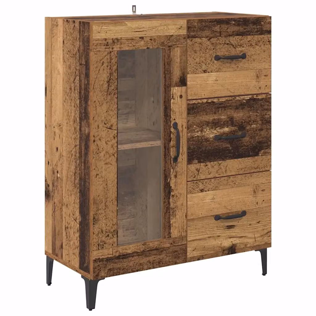 Credenza Buffet con Cassetto vidaXL in Legno Vecchio Marrone per Cucina e Soggiorno L: 69,5 cm, P: 34 cm, H: 90 cm – 2