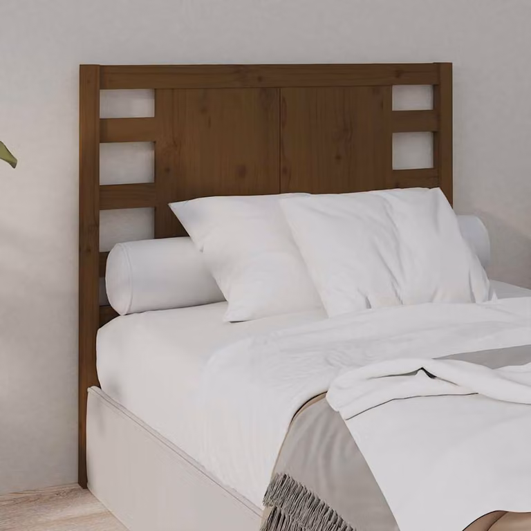 Testiera per letto vidaXL in legno massello di pino, colore marrone, L: 100 cm, H: 81 cm, P: 4 cm