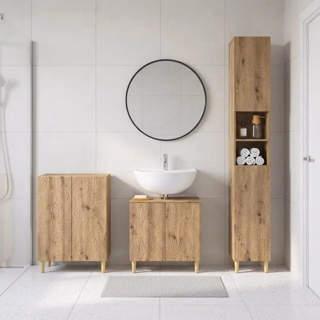 Set di armadietti da bagno in 3 pezzi DELFT Rovere Artigianale 3417467