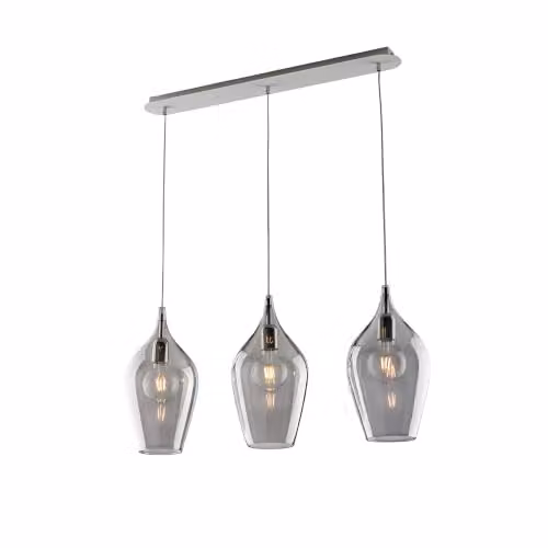Lampadario Binario Contemporaneo Ares Metallo Grigio Fumè 3 Luci E27