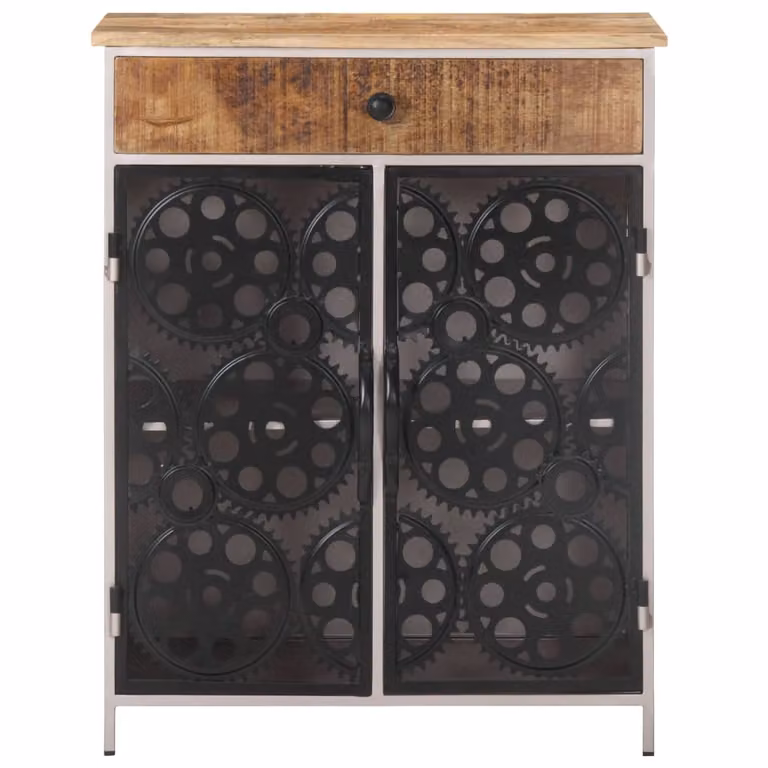 Credenza 60x35x75 cm Legno di mango grezzo e ferro