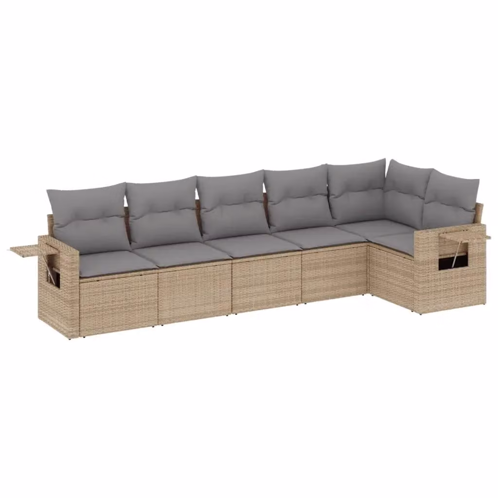 Set Divano da Giardino vidaXL 6 pz a L con Cuscini Beige in Polyrattan e Struttura in Metallo – 2