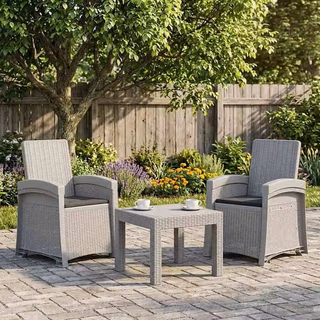Sedia da giardino reclinabile effetto rattan 2 pz PP 8012025