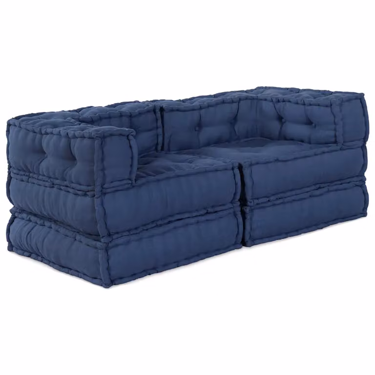 Unità di Divano Modulare vidaXL in Tessuto Blu, L-Shape, 2 Pezzi, L 140 x P 70 x H 56 cm