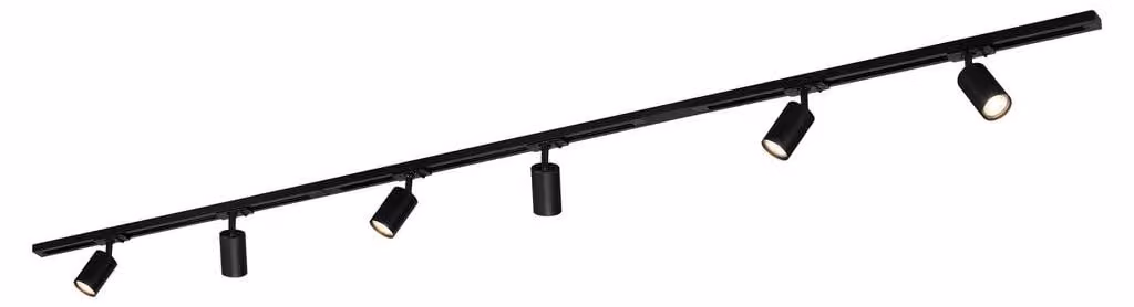 Sistema a binario Briloner Rail, set completo, 6 faretti GU10, orientabili, girevoli, nero, 2,25 m