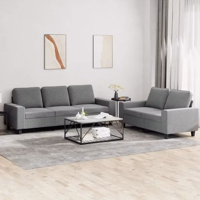 Set di Divani 2 pz Grigio Scuro in Tessuto 3201899
