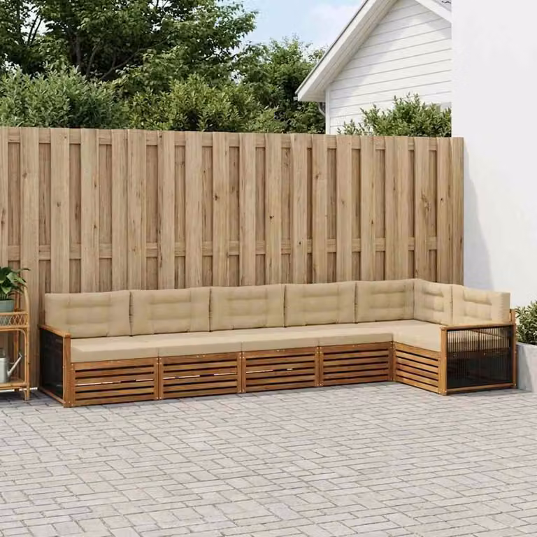 Set di divani da esterno vidaXL 6 pz in legno di acacia con cuscini Beige e Sand