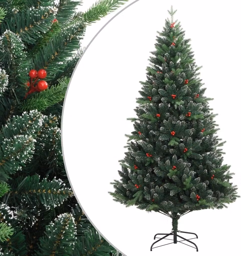 Maison Exclusive - Albero di Natale artificiale pieghevole con bacche rosse, 240 cm