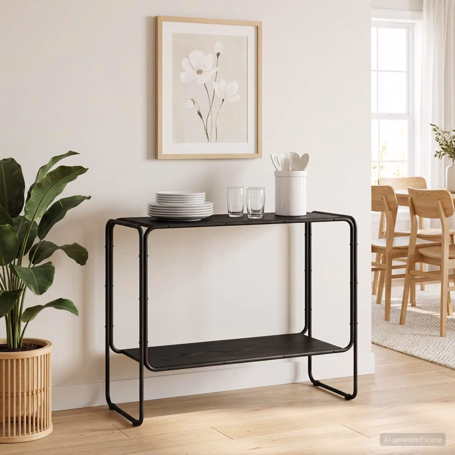 Credenza stile industrial vidaXL in legno MDF e metallo, colore nero, L: 93.5 cm, P: 38 cm, H: 75 cm
