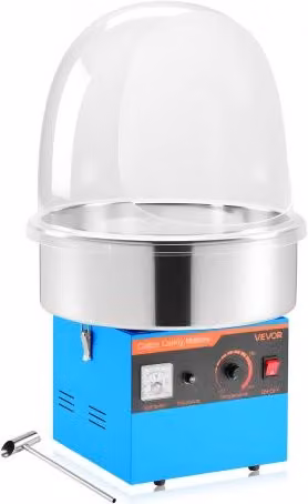 Macchina per Zucchero Filato Elettrica VEVOR da Banco 1000 W con Coperchio e Ciotola in Acciaio Inox, Blu