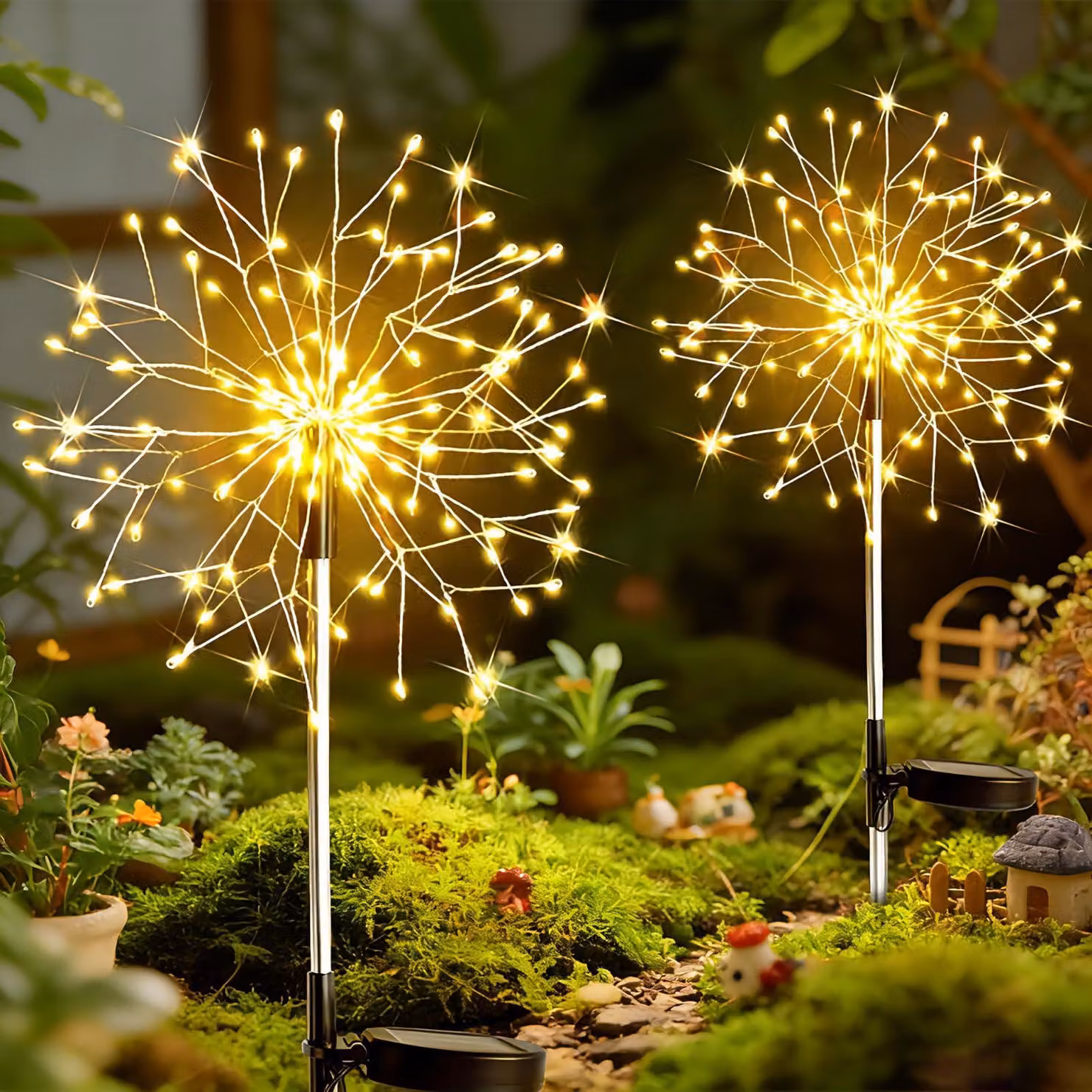 2 lampioni solari per il giardino, altezza 82 cm, 150 LED, luce bianco caldo, grado di protezione IP44