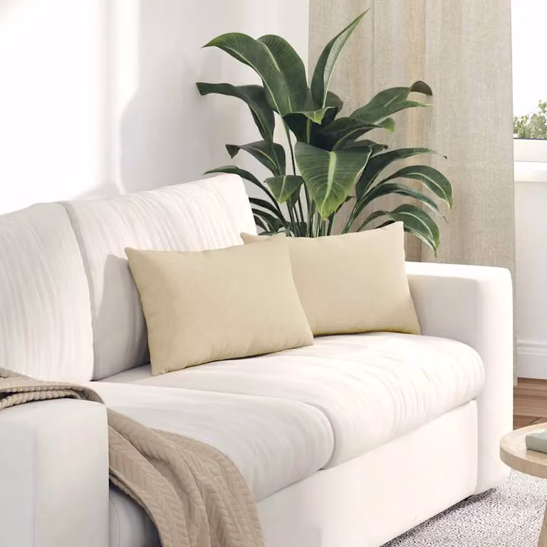 Set di 2 cuscini da divano vidaXL in tessuto beige con fodera rimovibile, L 50 cm x P 30 cm x H 18 cm