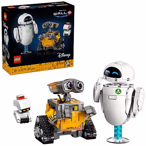 LEGO Disney WALL-E e EVE Set di Costruzioni Creativo con Personaggi nei colori Bianco, Giallo e Grigio
