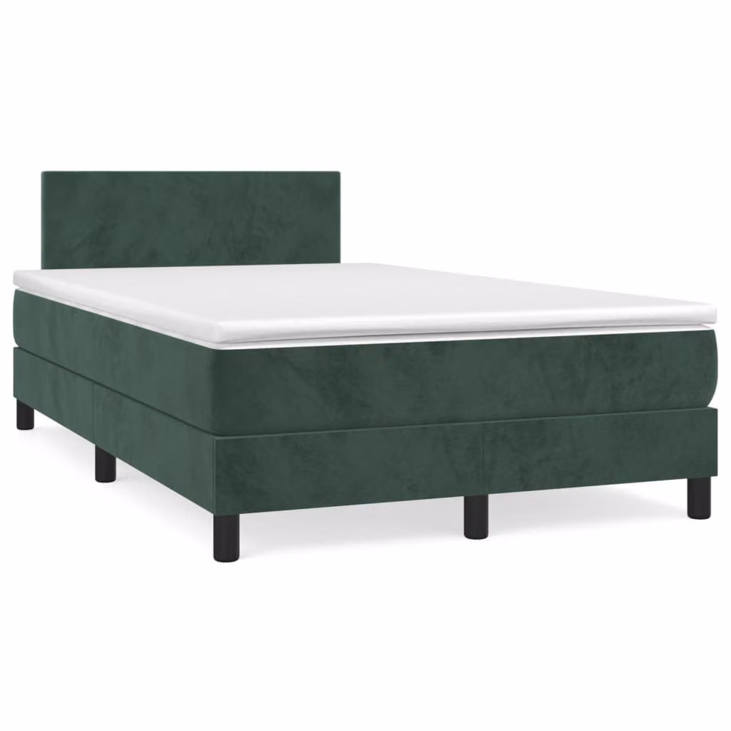Giroletto a Molle con Materasso Verde Scuro 120x200 cm Velluto