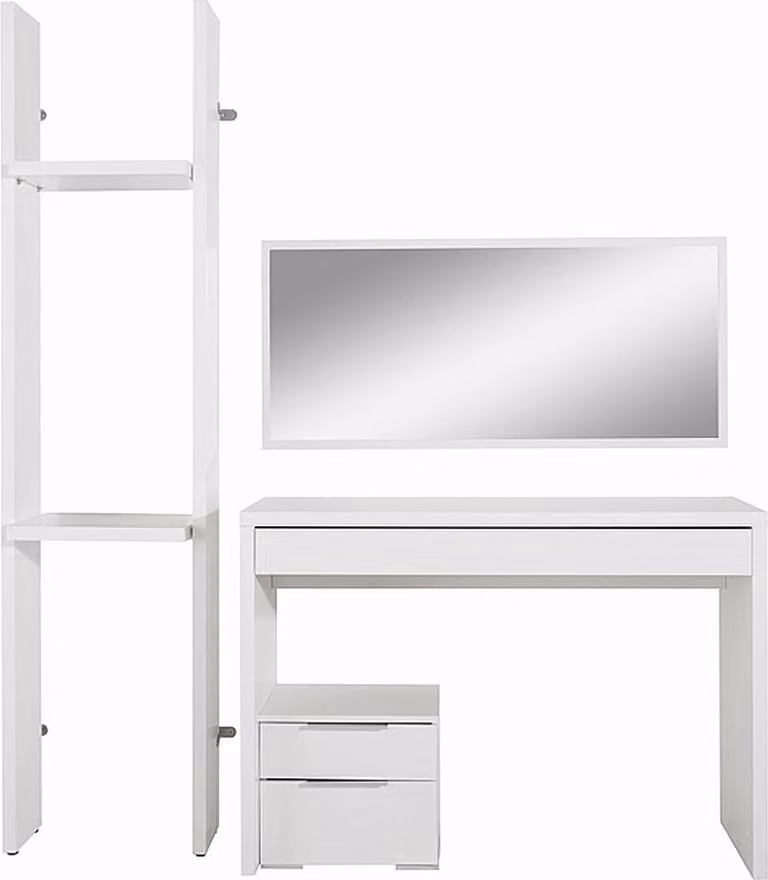Tavolo da trucco Level Up 3 pezzi bianco con specchio