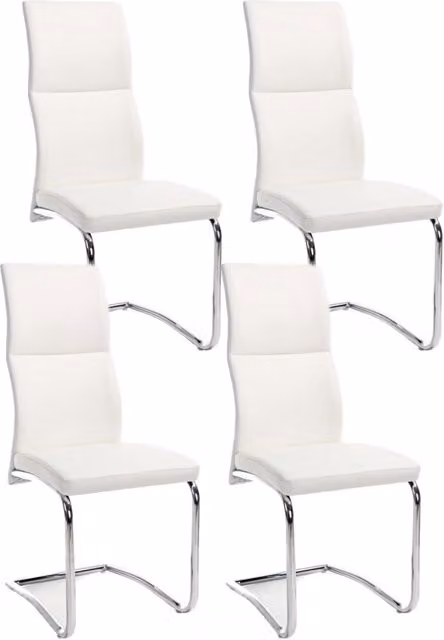 Set 4 Sedie Imbottite 44x58x104 cm Thelma in Ecopelle Bianco