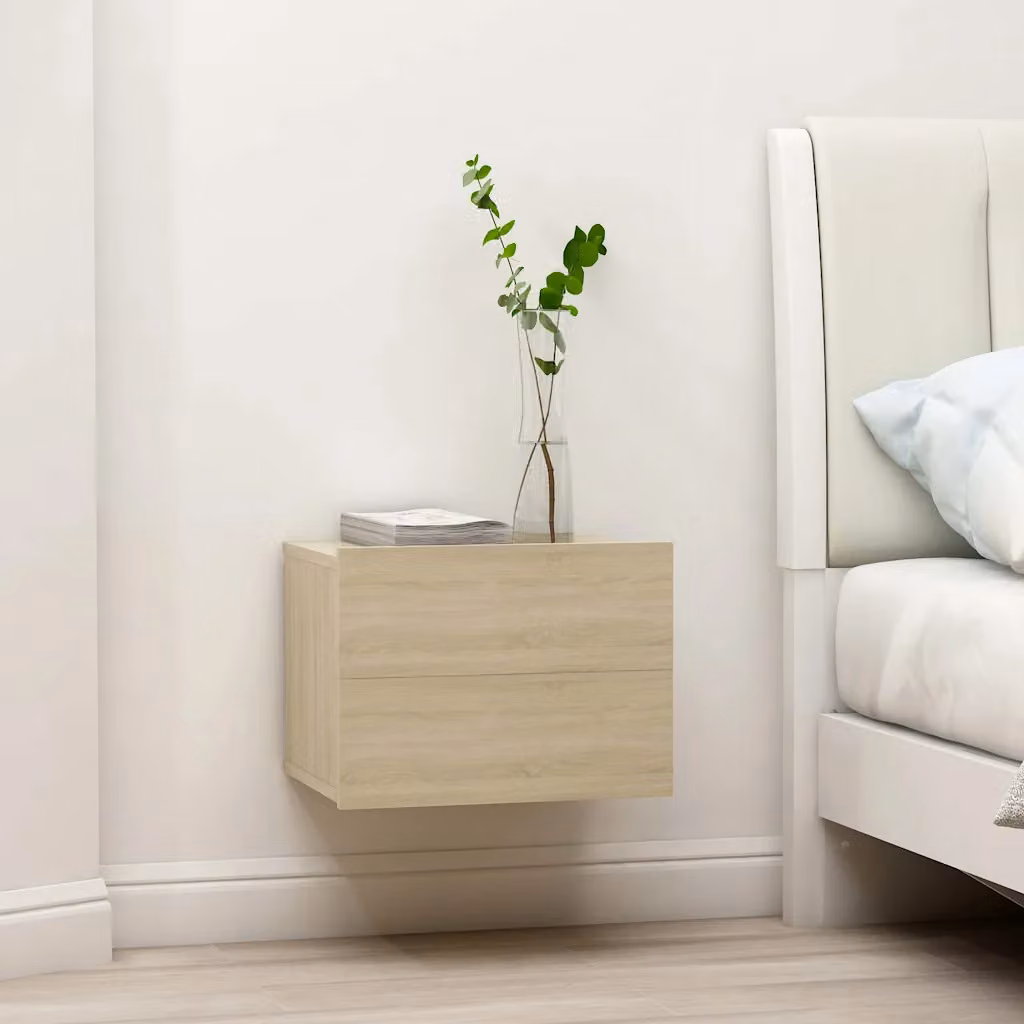 Set di 2 comodini sospesi vidaXL in legno multistrato color rovere sonoma, L 40 x P 30 x H 30 cm