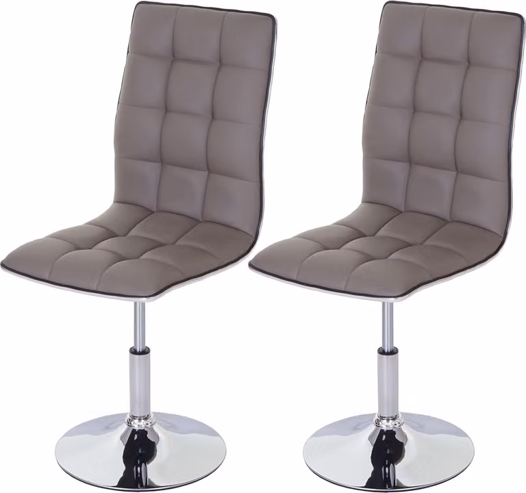 Set di 2 sedie da pranzo MCW-C41, sedia per cucina, ecopelle certificata MVG, colore grigio tortora
