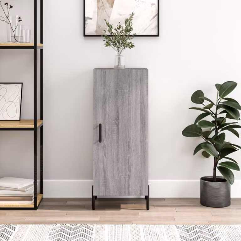 Credenza moderna vidaXL in legno e metallo, Grigio, L/P/H: 34,5 x 34 x 90 cm