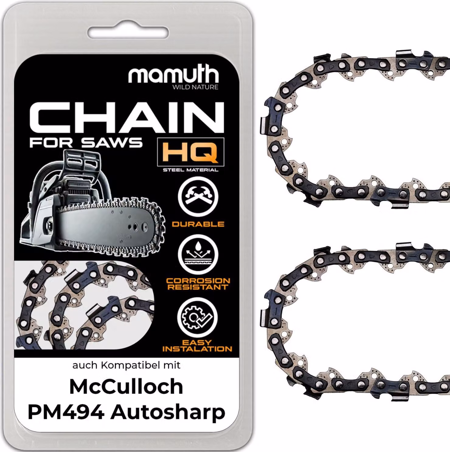 2x catena per motosega 30cm 1,3mm 3/8" 45 TG per McCulloch PM494 Autosharp