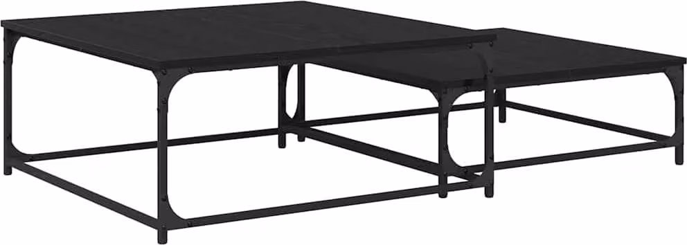 Tavolino da salotto 2 pcs Rovere Nero Legno multistrato