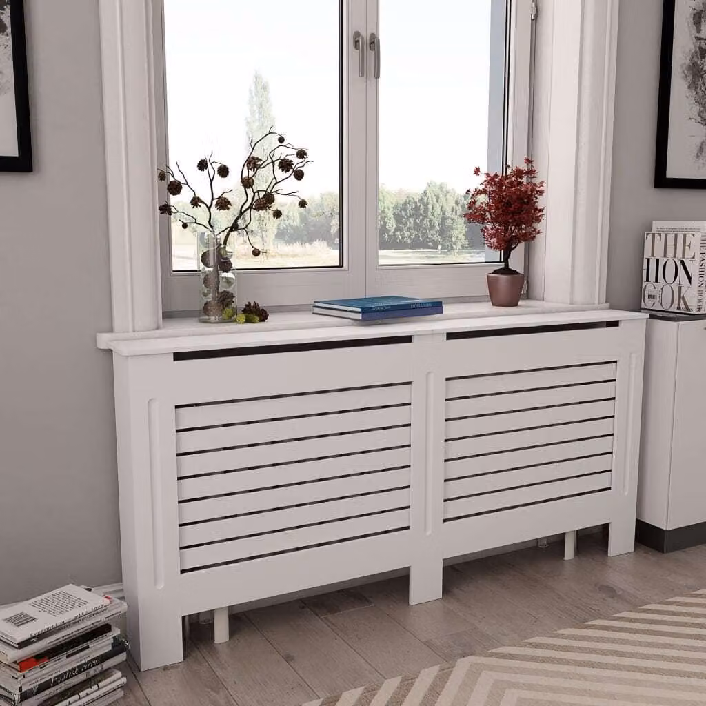 The Living Store Rivestimento per radiatori 2 pz. Bianco 172×19×81,5 cm MDF