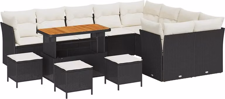 Set Divano da Giardino 13 pcs Nero polyrattan
